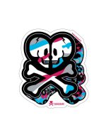 Double Skull and Crossbones Red White and Blue Camo Die Cut Sticker